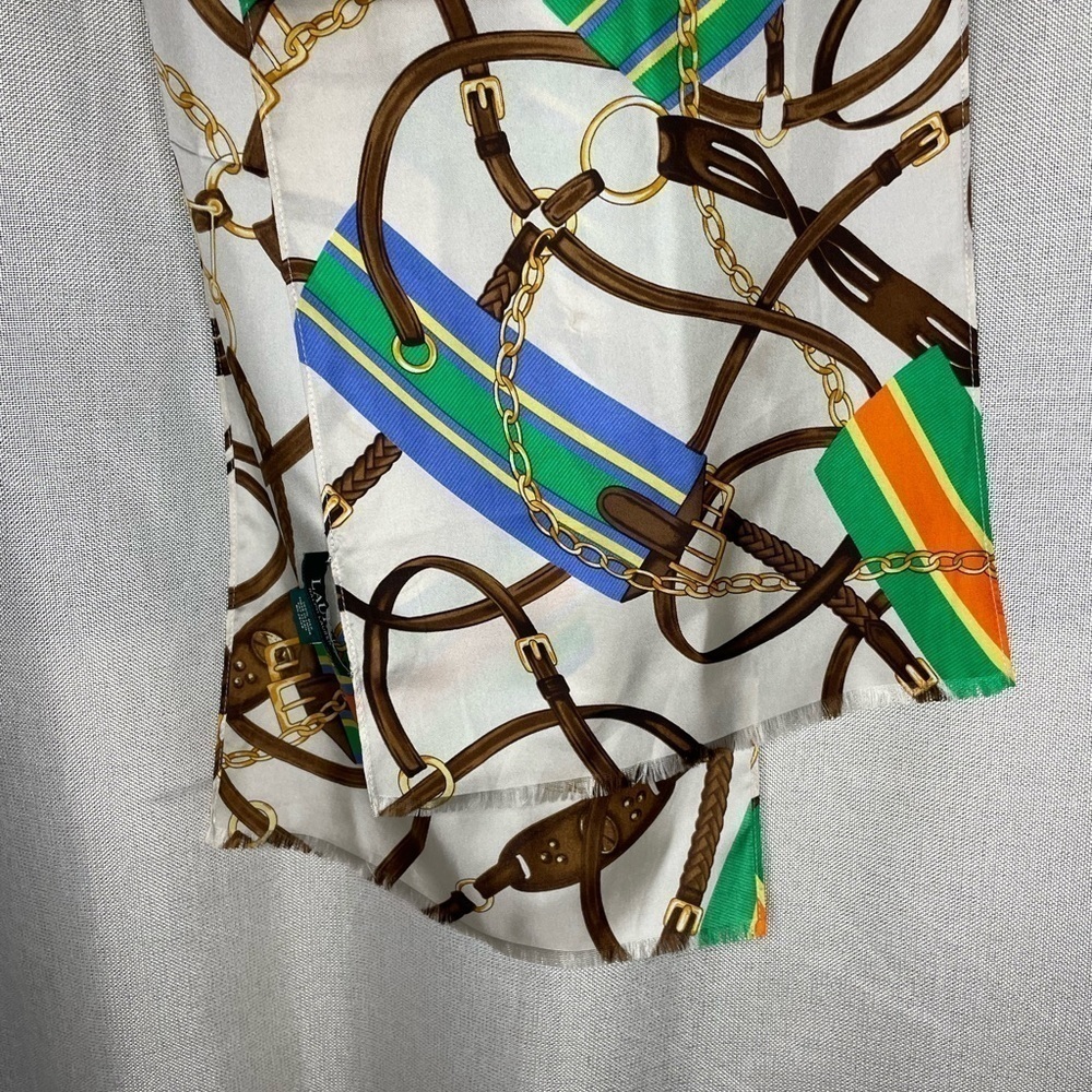 Ralph Lauren Foulard Silk Gold Double Horse Bridal​​​​​​​​​​​​ - Picture 10 of 10